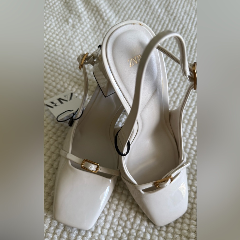 Zara White Women's Shoes with Gold Accents